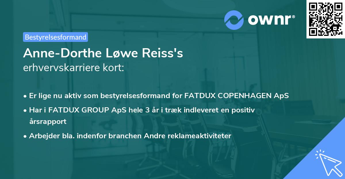 Anne-Dorthe Løwe Reiss's erhvervskarriere kort
