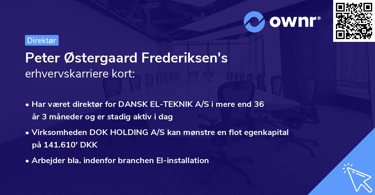 Peter Østergaard Frederiksen's erhvervskarriere kort