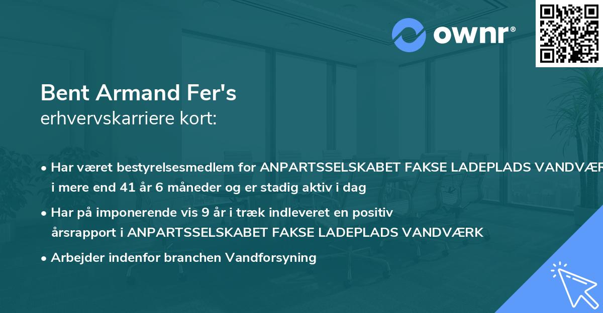 Bent Armand Fer's erhvervskarriere kort