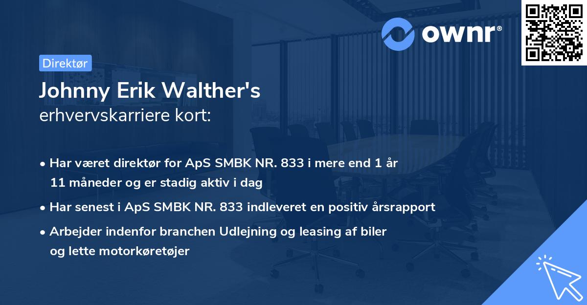 Johnny Erik Walther's erhvervskarriere kort