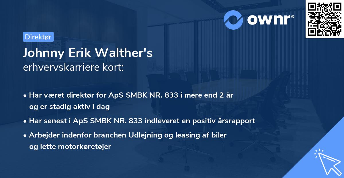 Johnny Erik Walther's erhvervskarriere kort