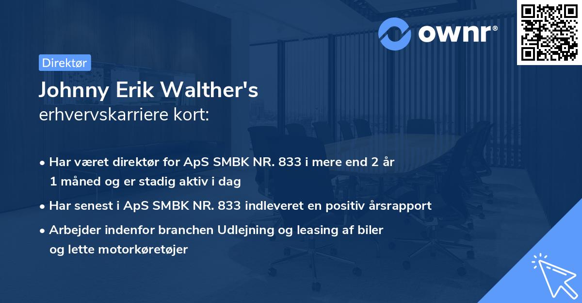 Johnny Erik Walther's erhvervskarriere kort