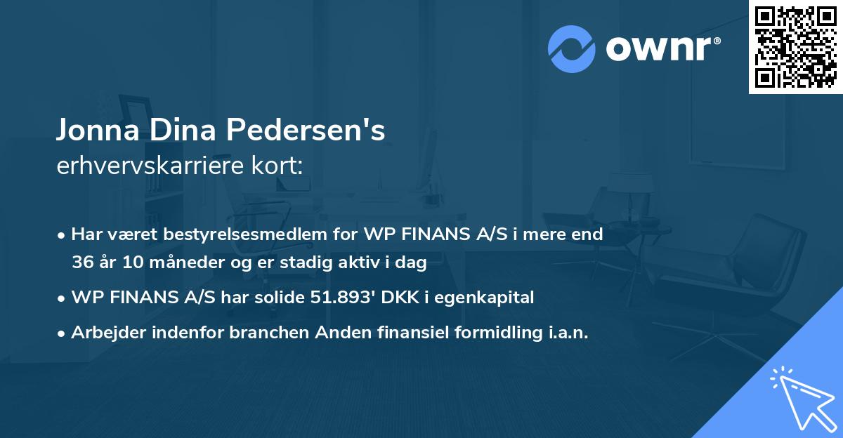 Jonna Dina Pedersen's erhvervskarriere kort