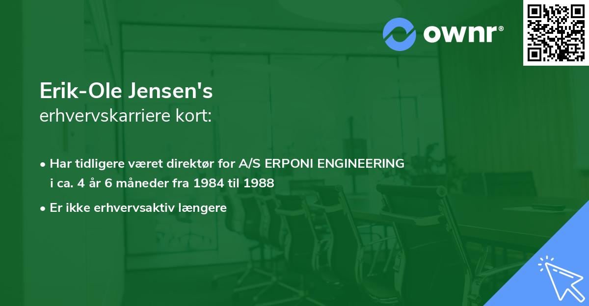 Erik-Ole Jensen's erhvervskarriere kort