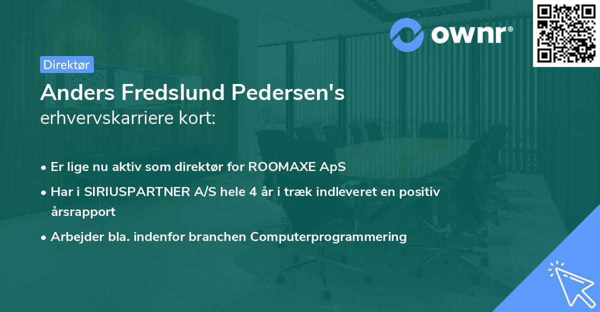 Anders Fredslund Pedersen's erhvervskarriere kort