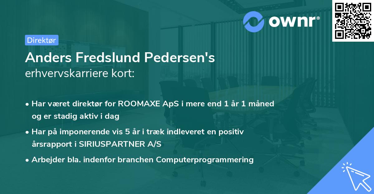 Anders Fredslund Pedersen's erhvervskarriere kort