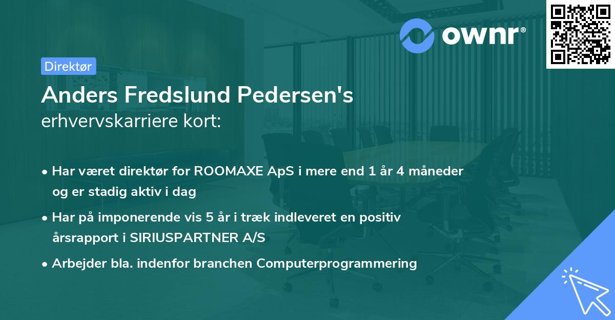 Anders Fredslund Pedersen's erhvervskarriere kort