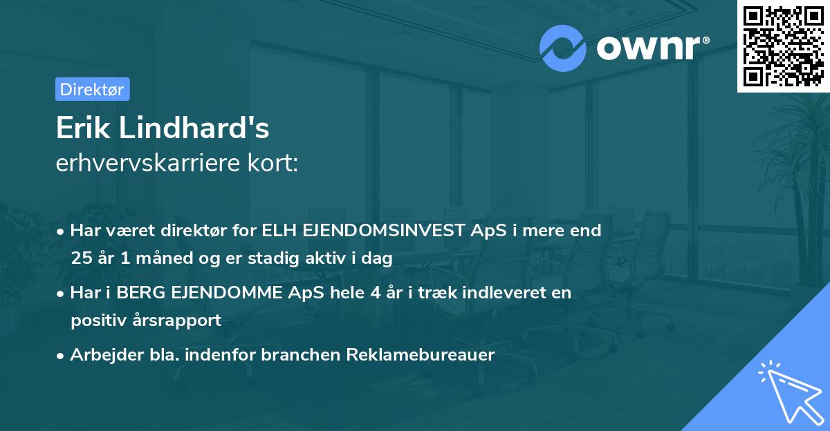 Erik Lindhard's erhvervskarriere kort