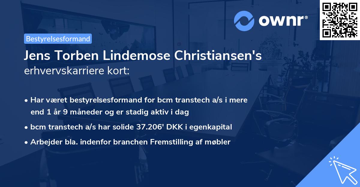 Jens Torben Lindemose Christiansen's erhvervskarriere kort