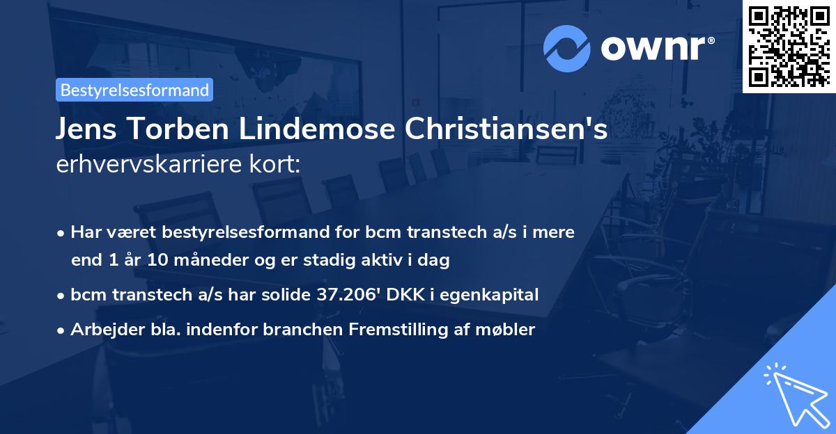 Jens Torben Lindemose Christiansen's erhvervskarriere kort