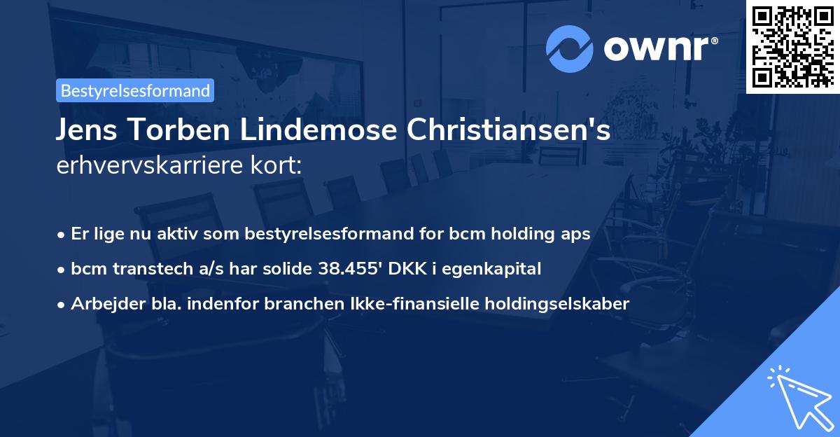 Jens Torben Lindemose Christiansen's erhvervskarriere kort
