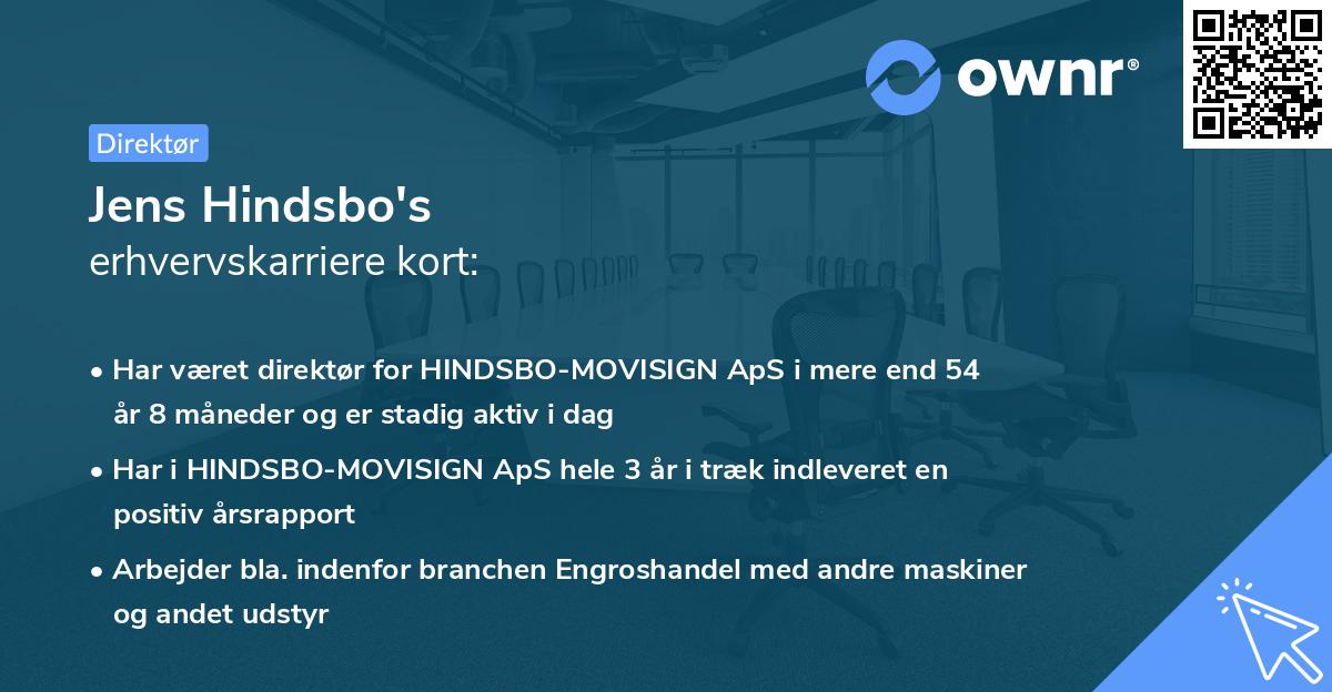Jens Hindsbo's erhvervskarriere kort