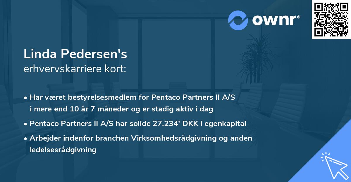 Linda Pedersen's erhvervskarriere kort