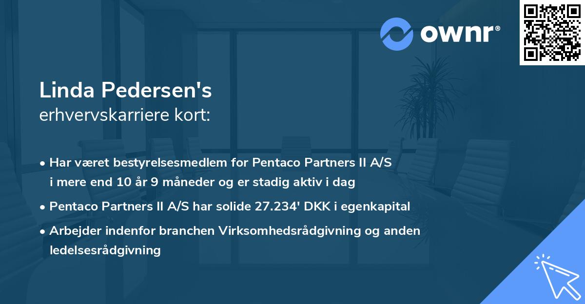 Linda Pedersen's erhvervskarriere kort