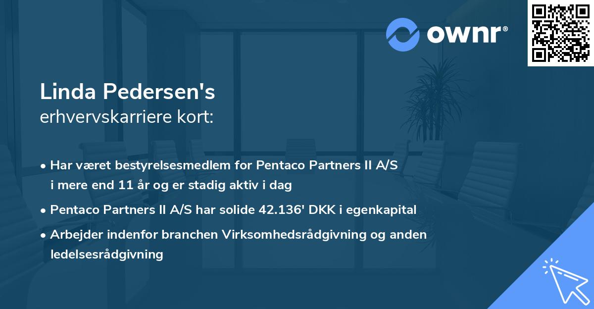 Linda Pedersen's erhvervskarriere kort