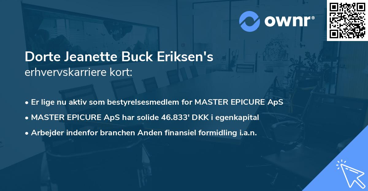 Dorte Jeanette Buck Eriksen's erhvervskarriere kort