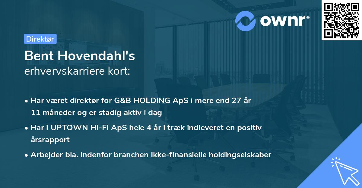 Bent Hovendahl's erhvervskarriere kort