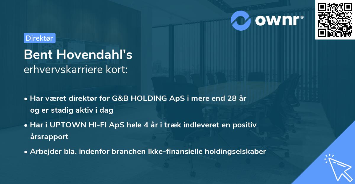 Bent Hovendahl's erhvervskarriere kort