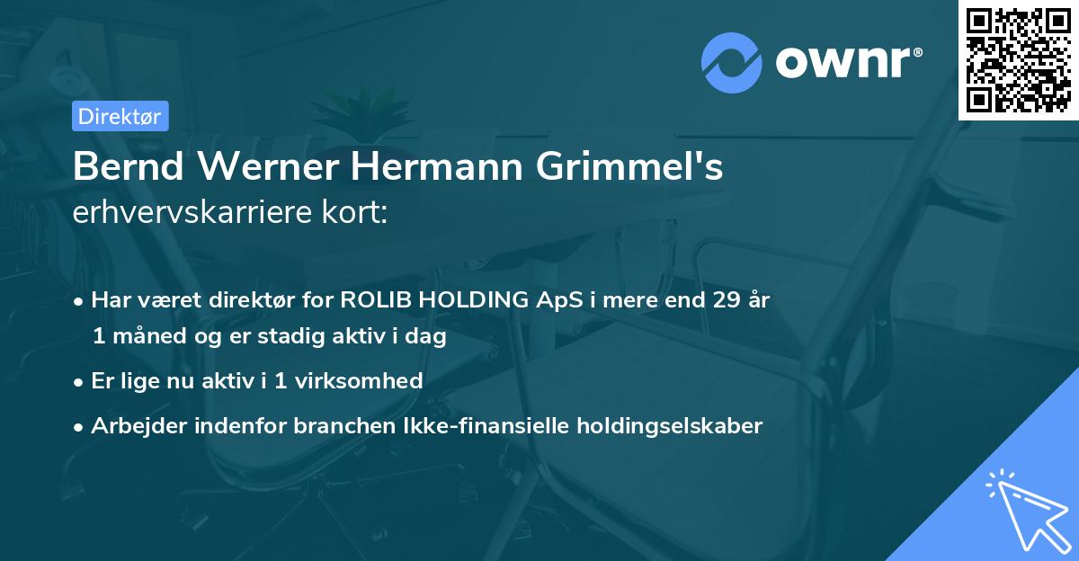Bernd Werner Hermann Grimmel's erhvervskarriere kort