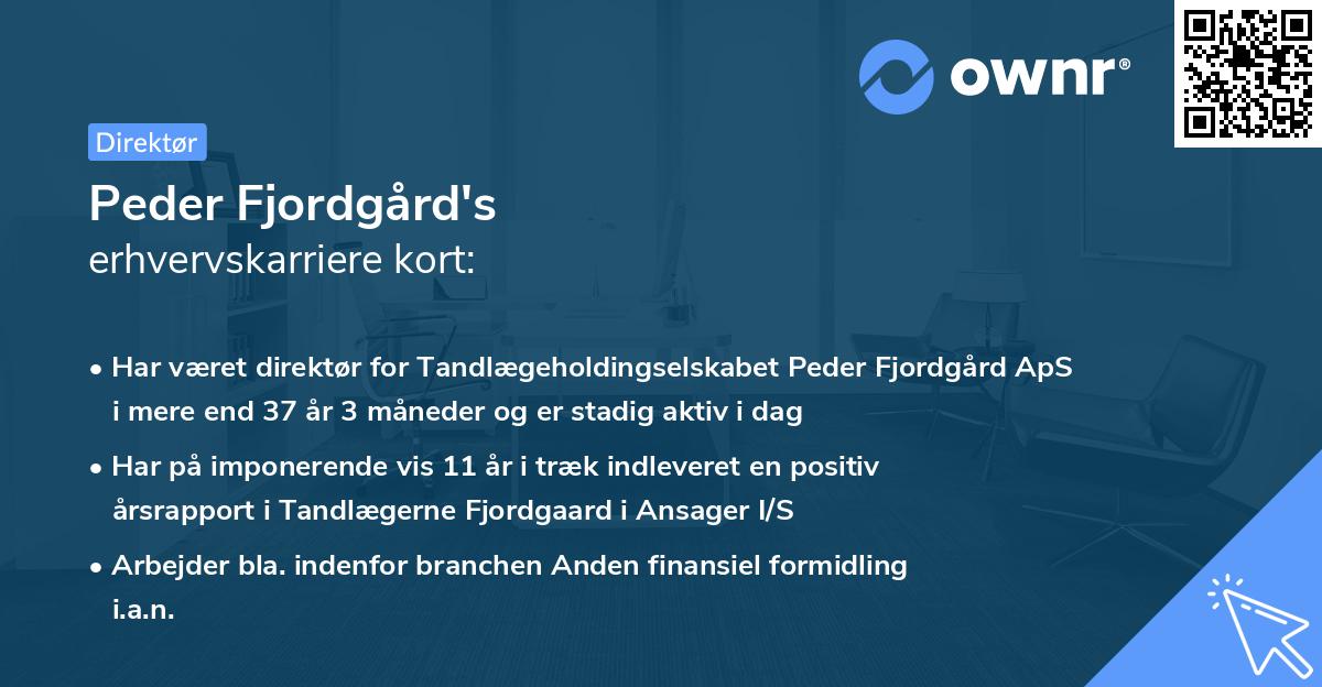 Peder Fjordgård's erhvervskarriere kort
