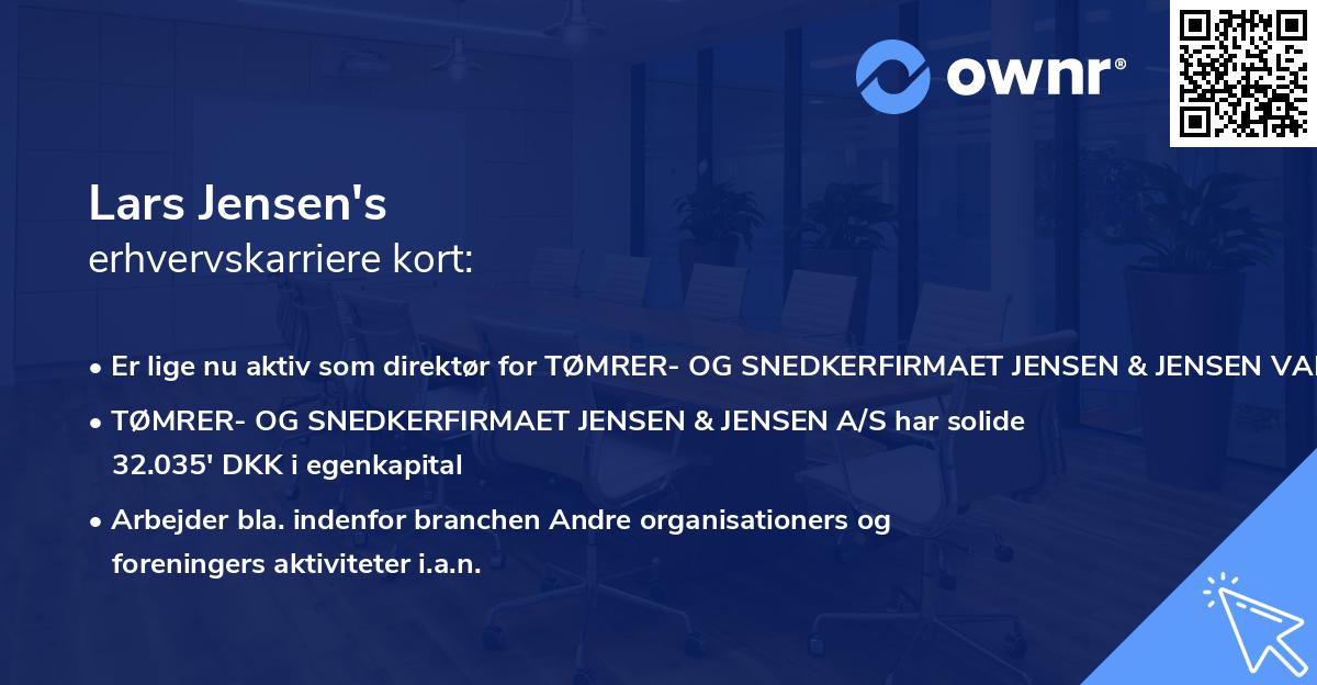 Lars Jensen's erhvervskarriere kort