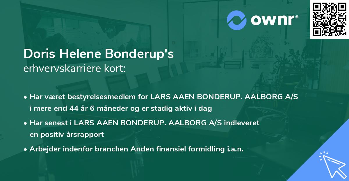 Doris Helene Bonderup's erhvervskarriere kort
