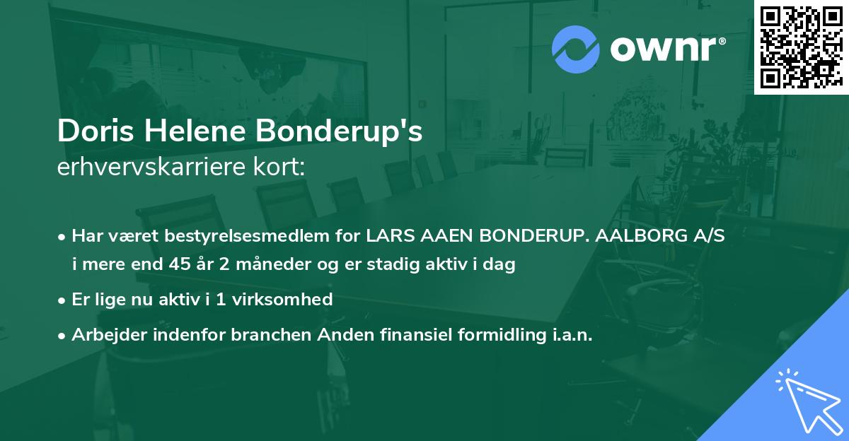 Doris Helene Bonderup's erhvervskarriere kort