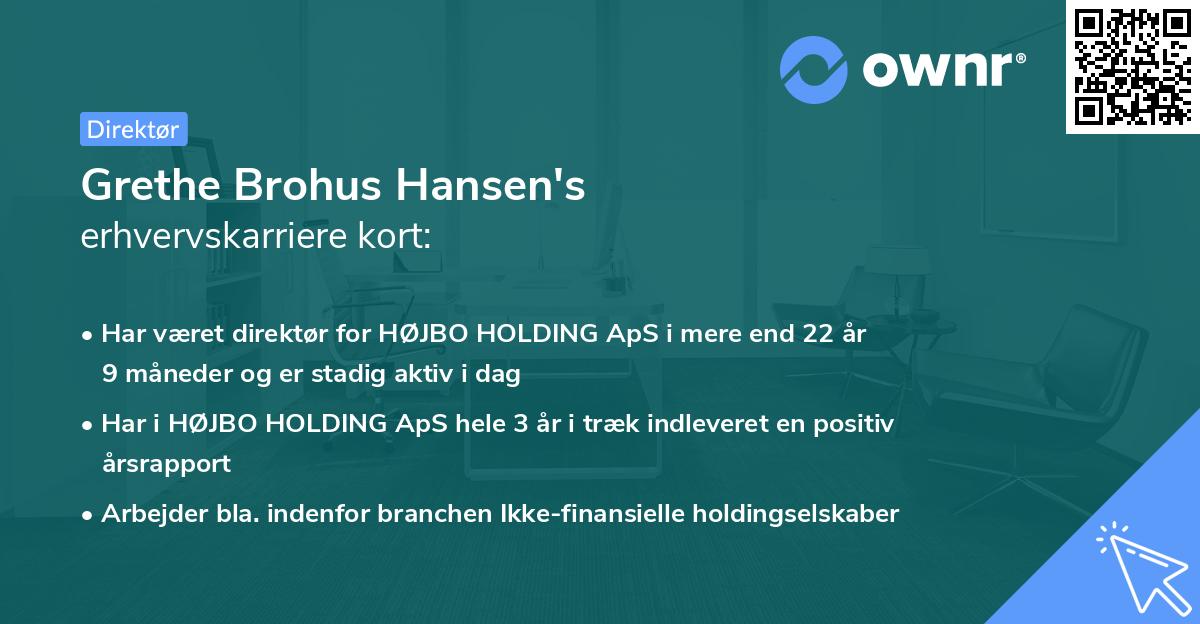 Grethe Brohus Hansen's erhvervskarriere kort