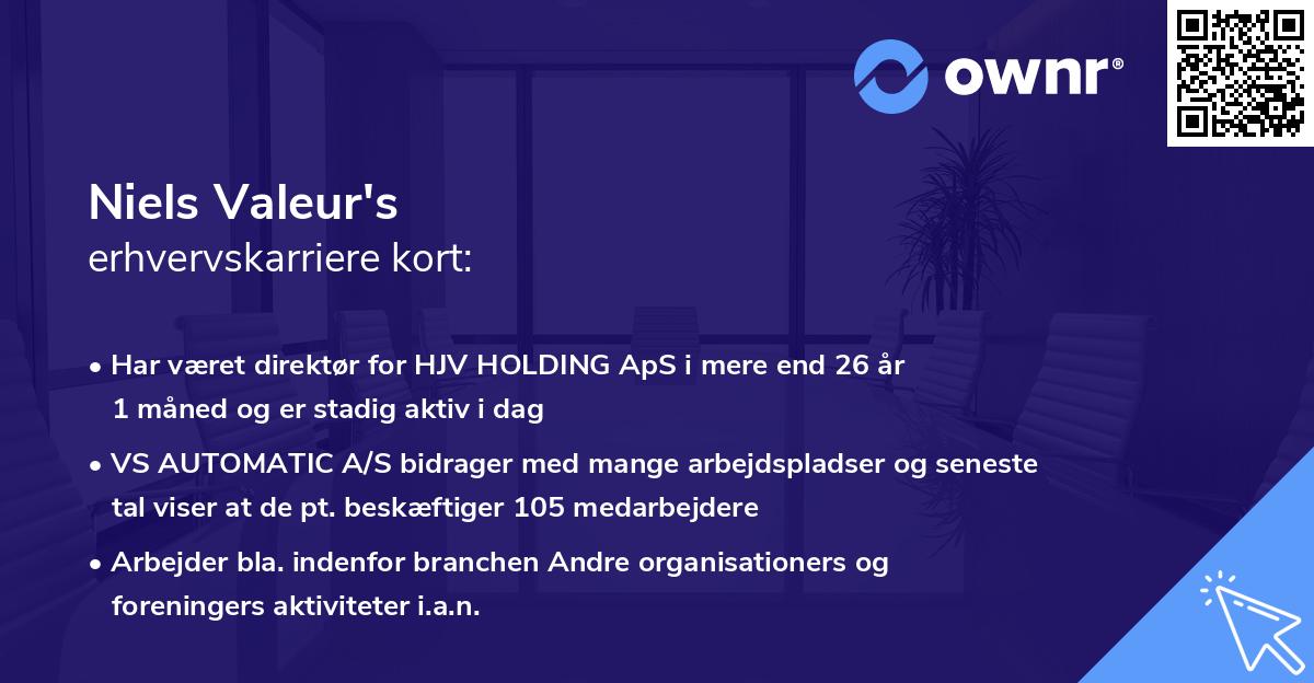 Niels Valeur's erhvervskarriere kort