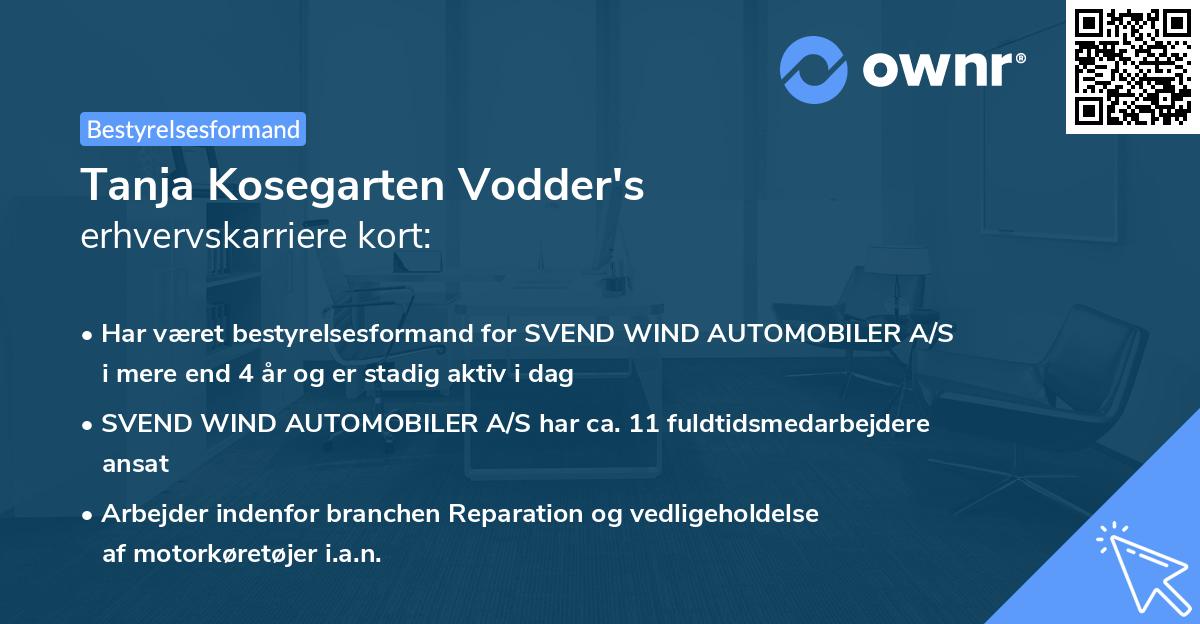 Tanja Kosegarten Vodder's erhvervskarriere kort