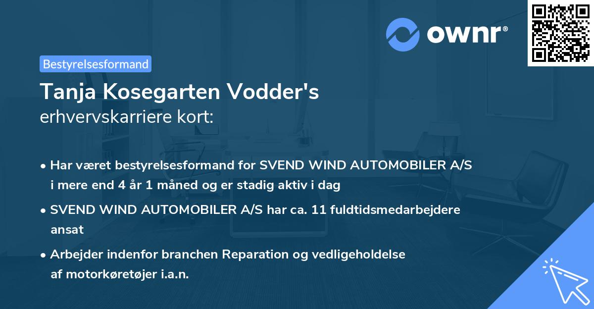 Tanja Kosegarten Vodder's erhvervskarriere kort