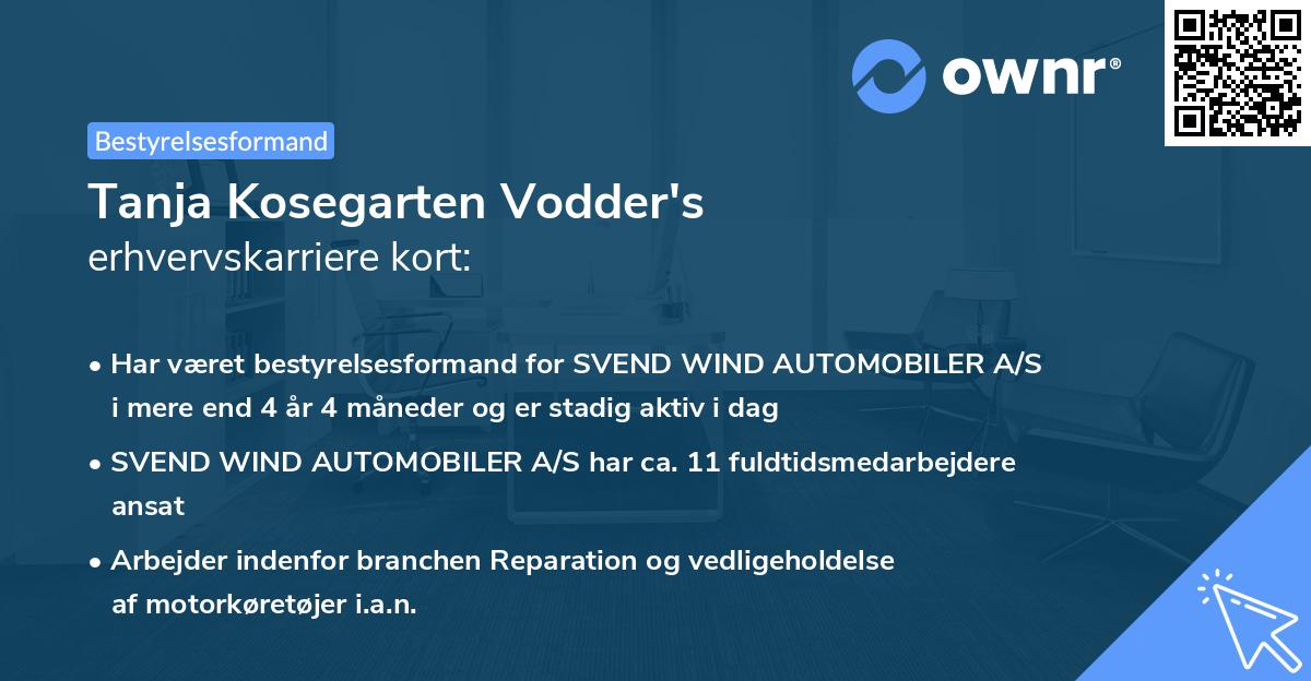 Tanja Kosegarten Vodder's erhvervskarriere kort