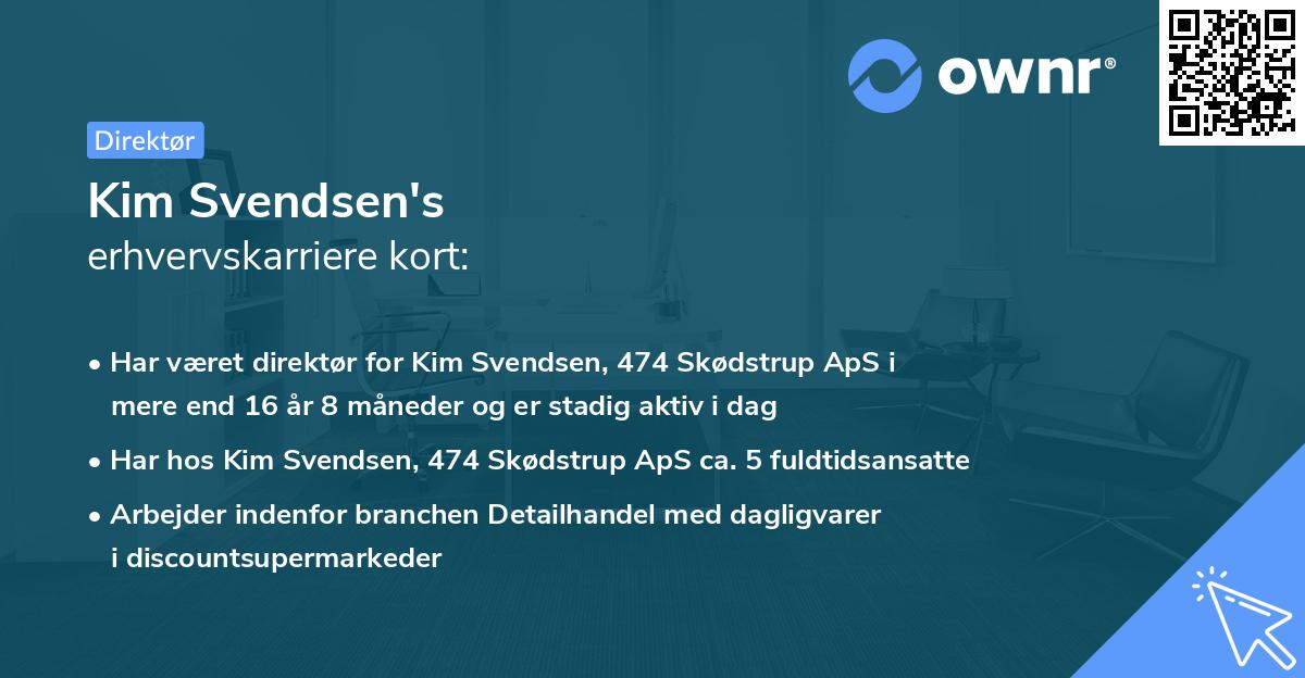 Kim Svendsen's erhvervskarriere kort