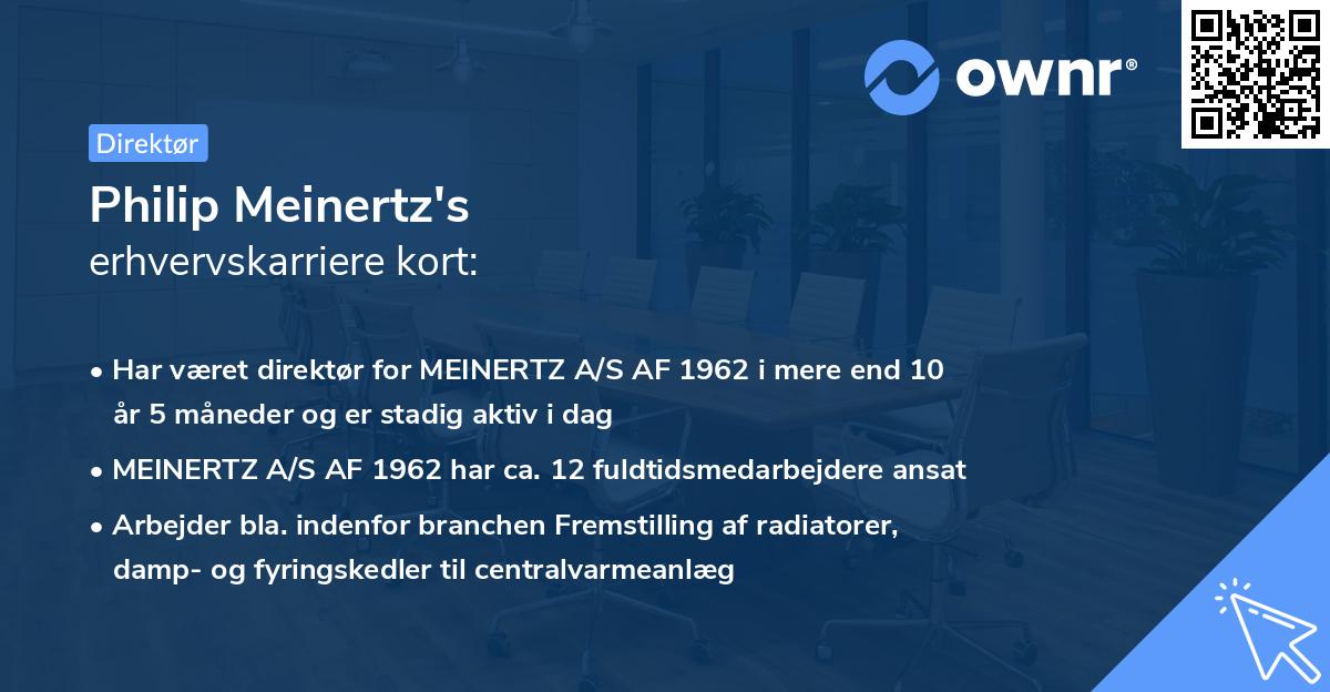 Philip Meinertz's erhvervskarriere kort