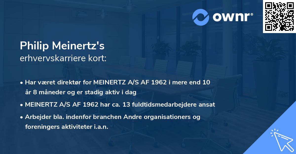 Philip Meinertz's erhvervskarriere kort