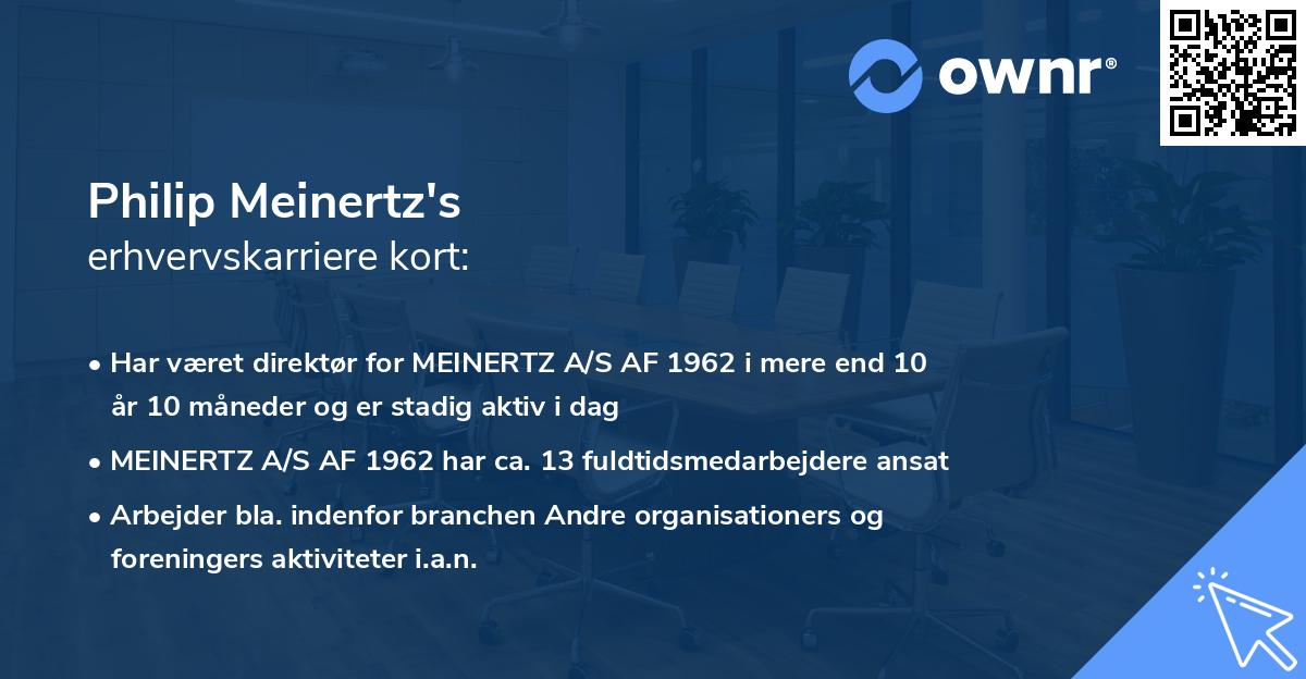 Philip Meinertz's erhvervskarriere kort