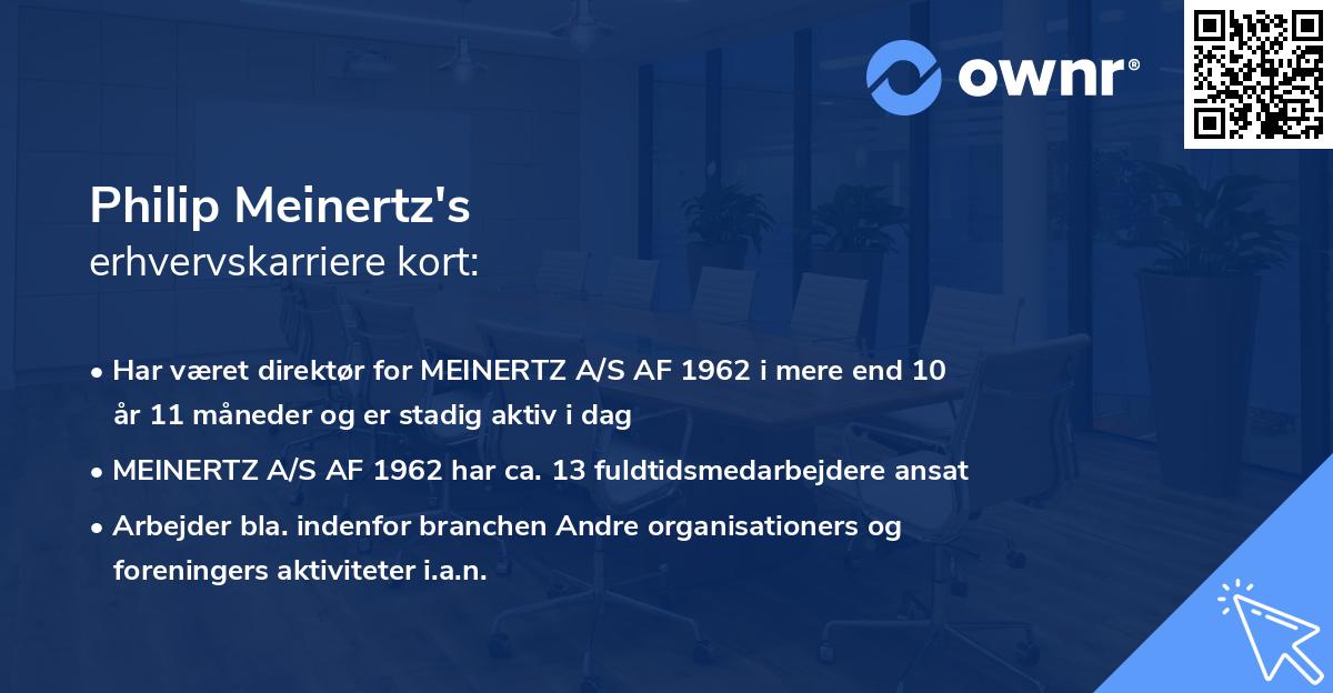 Philip Meinertz's erhvervskarriere kort