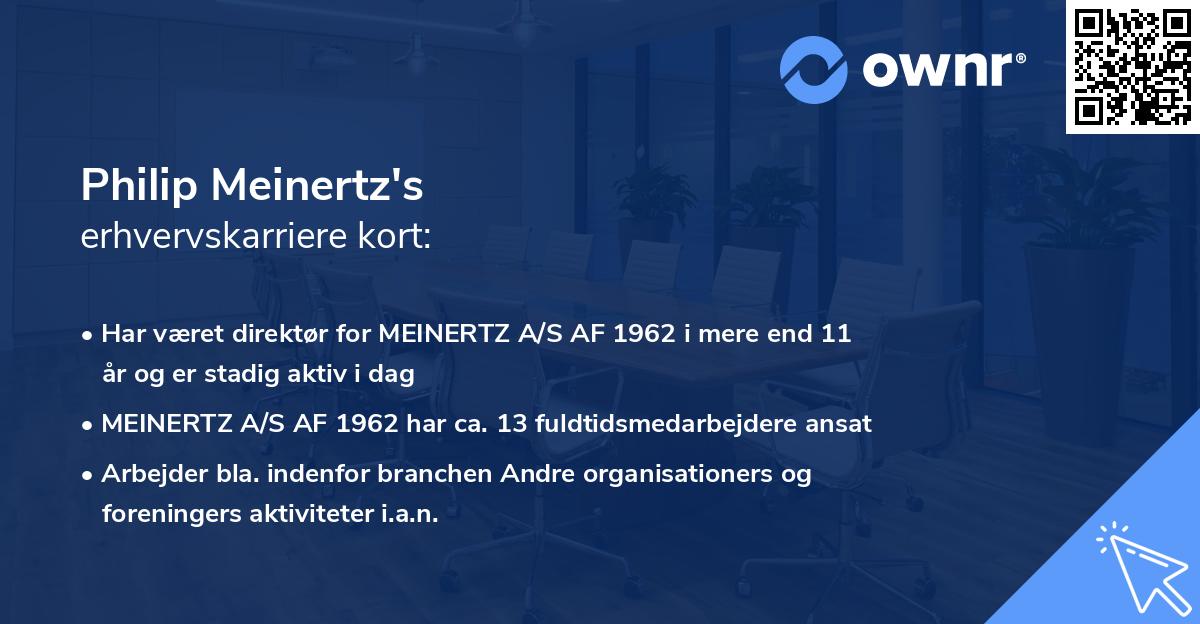 Philip Meinertz's erhvervskarriere kort