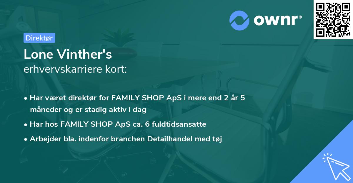 Lone Vinther's erhvervskarriere kort