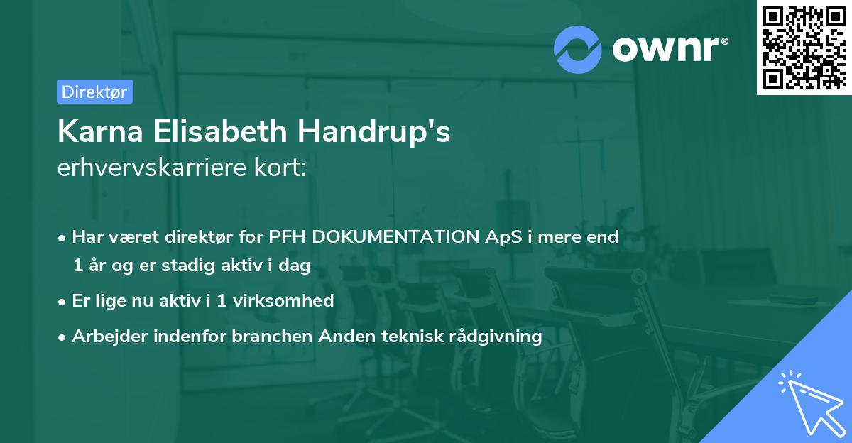 Karna Elisabeth Handrup's erhvervskarriere kort