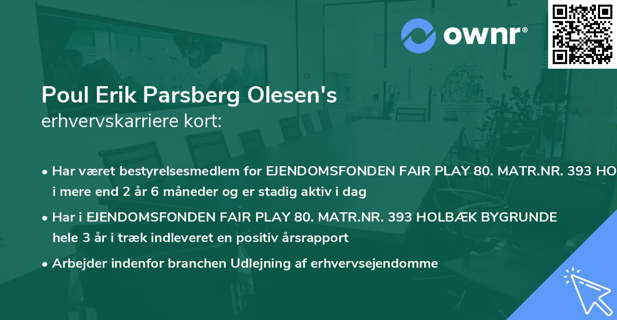 Poul Erik Parsberg Olesen's erhvervskarriere kort