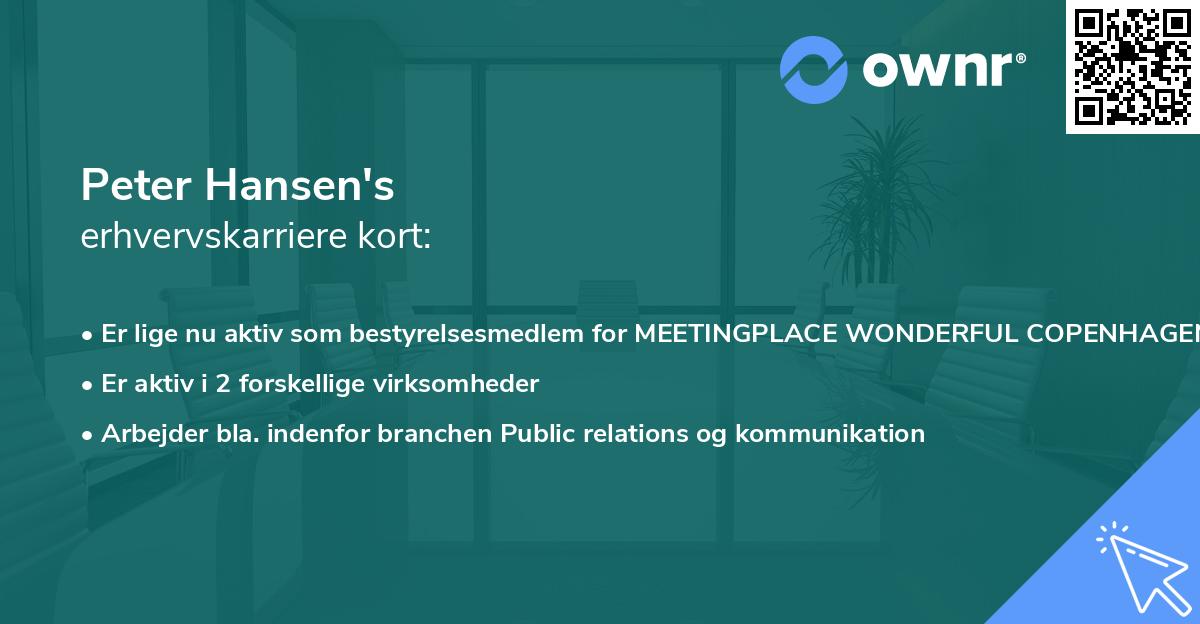 Peter Hansen's erhvervskarriere kort