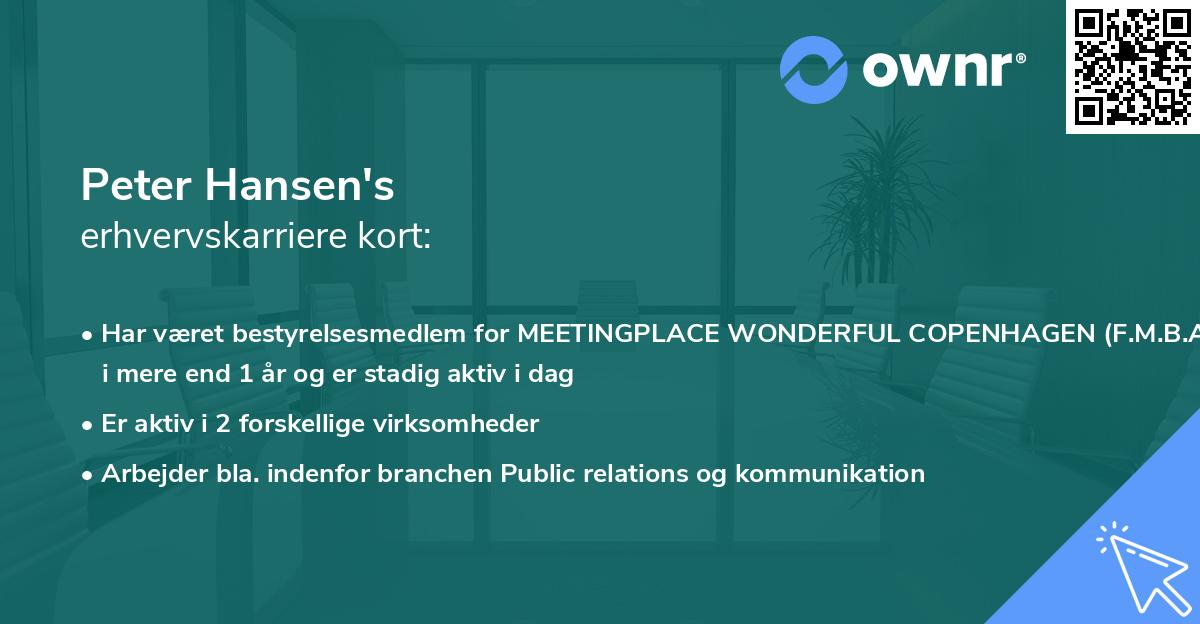 Peter Hansen's erhvervskarriere kort