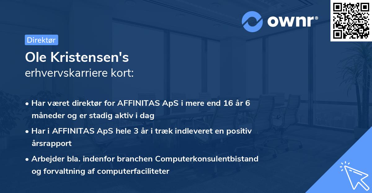 Ole Kristensen's erhvervskarriere kort