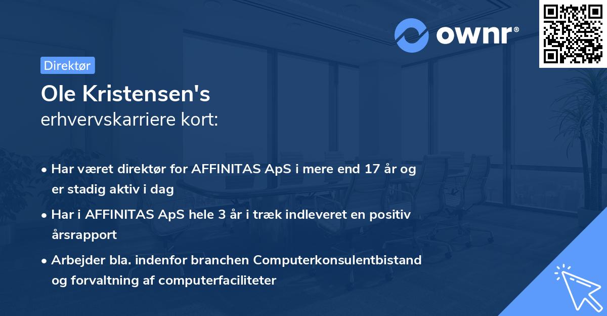 Ole Kristensen's erhvervskarriere kort