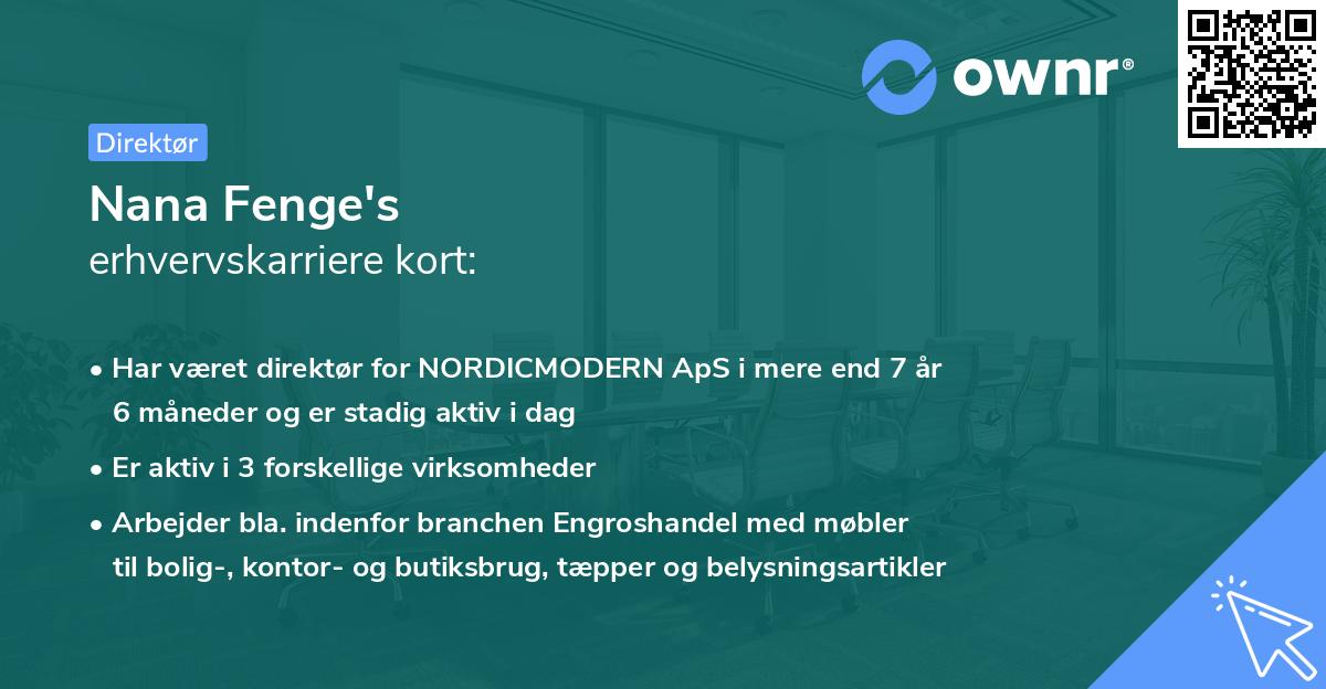 Nana Fenge's erhvervskarriere kort