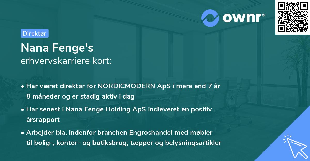 Nana Fenge's erhvervskarriere kort