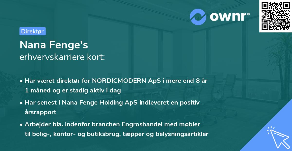 Nana Fenge's erhvervskarriere kort