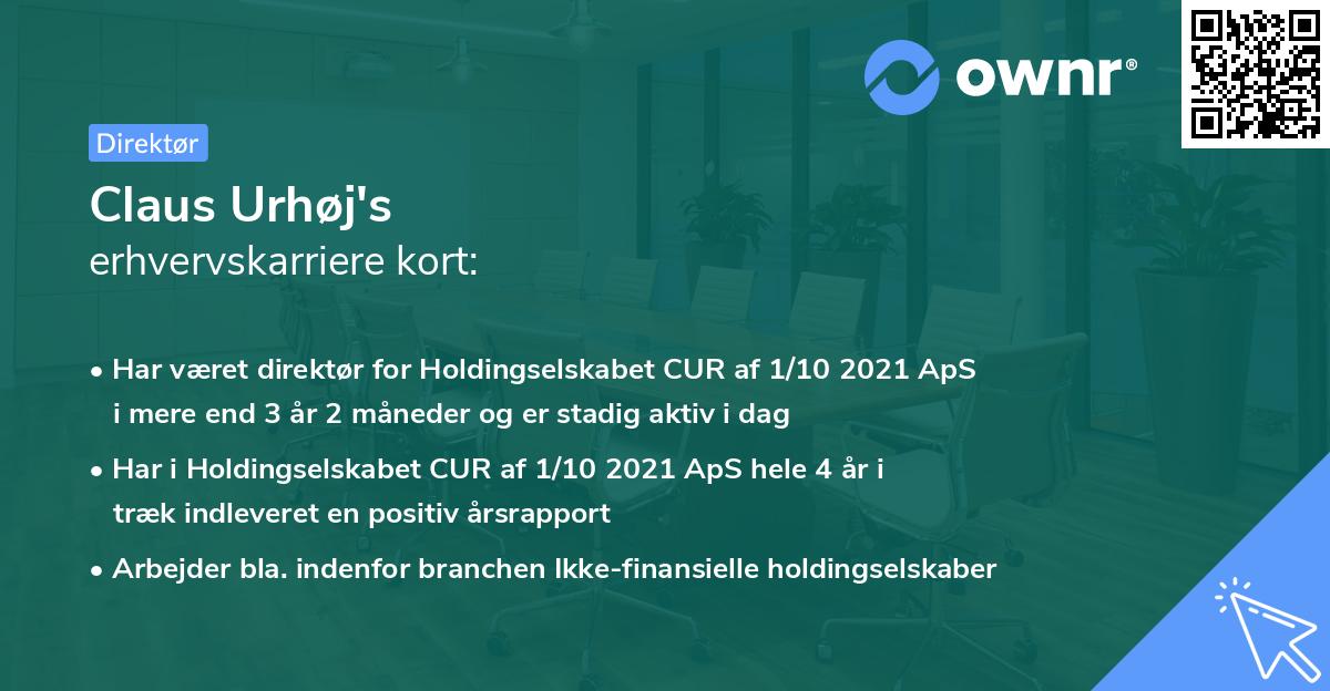 Claus Urhøj's erhvervskarriere kort