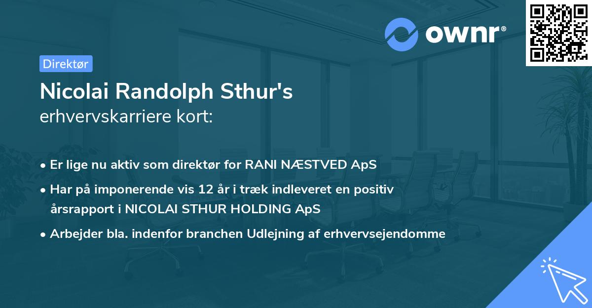 Nicolai Randolph Sthur's erhvervskarriere kort